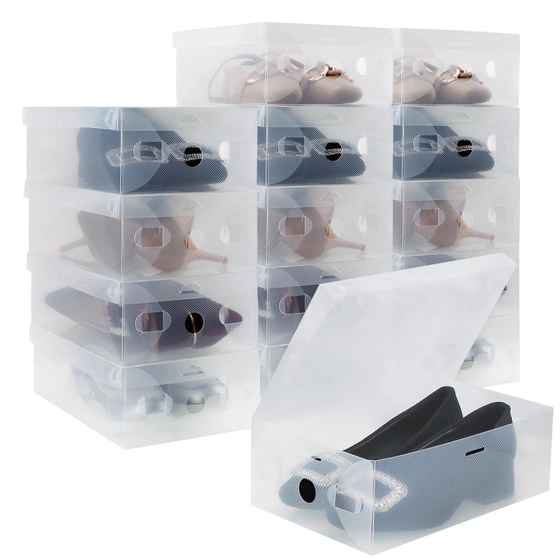 kilofly 15 Kids Women Smart Storage Containers Foldable Clear Shoe Box Set - Image 1